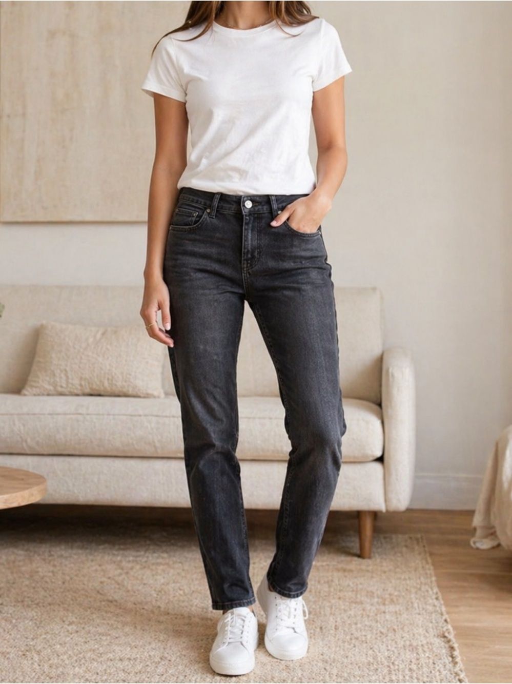 H&M Women’s Slim Fit Charcoal Jeans Stretch Casual Mid Rise Size 10